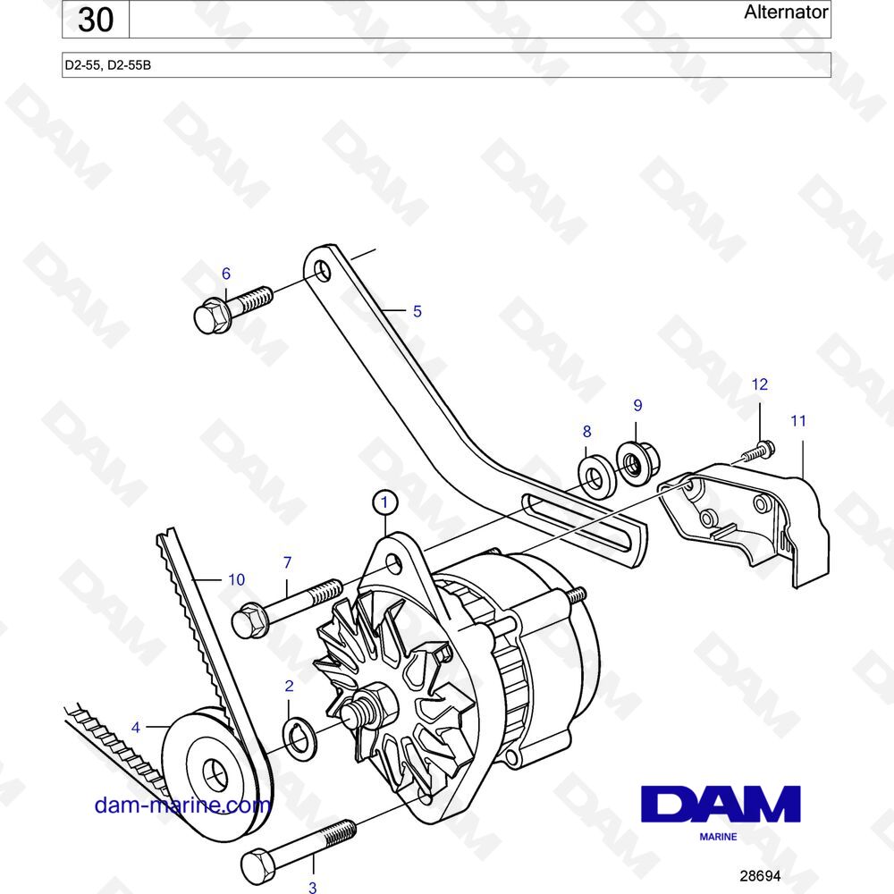 Spare parts and exploded views for Volvo Penta D255